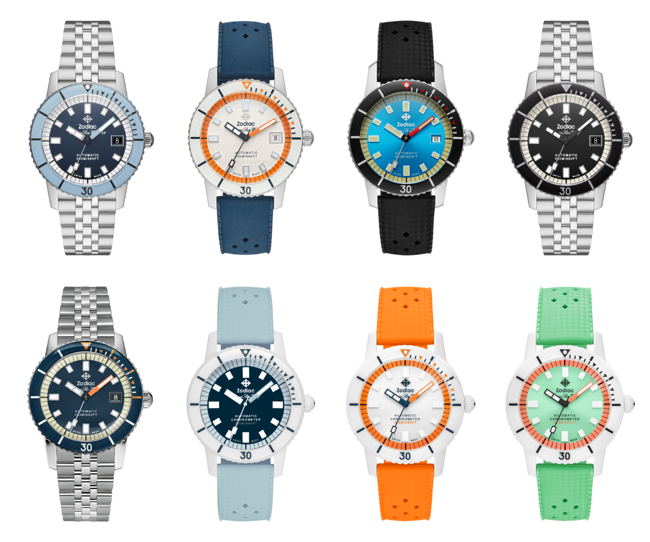 Zodiac Super Sea Wolf Compression watches.