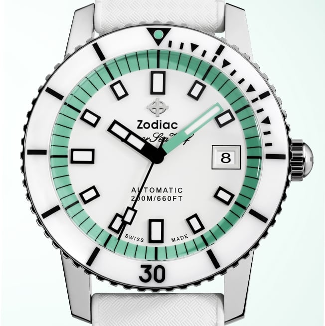 Detail shot of a white tropic rubber strap