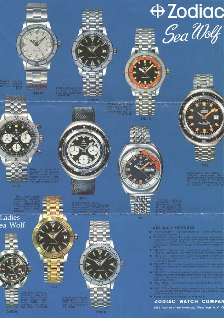 Vintage Zodiac watch poster.