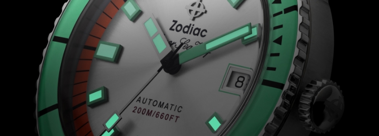 Zodiac watch closeup background.