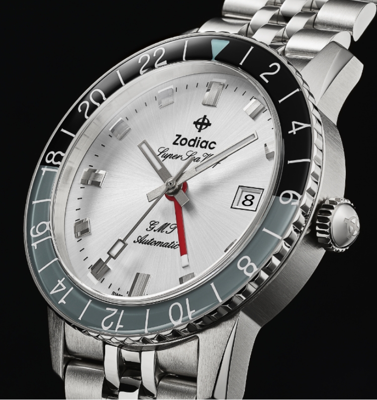Close up of a Super Sea Wolf GMT watch.
