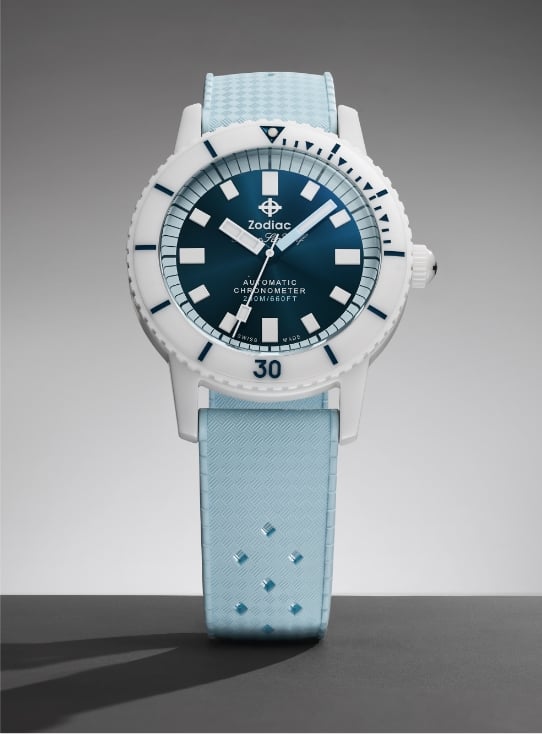 A Zodiac Super Sea Wolf Compression Diver watch.
