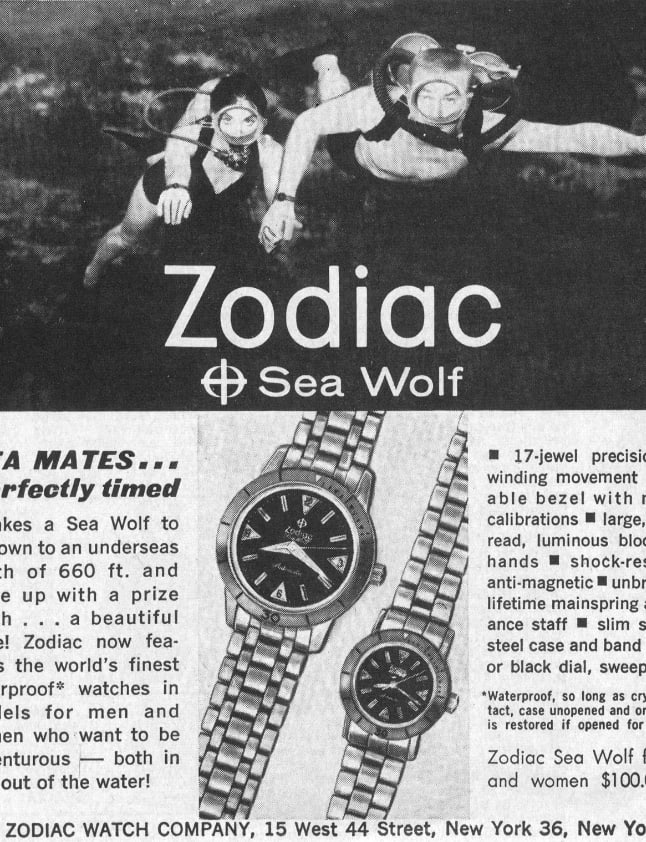 Vintage Zodiac watch poster.
