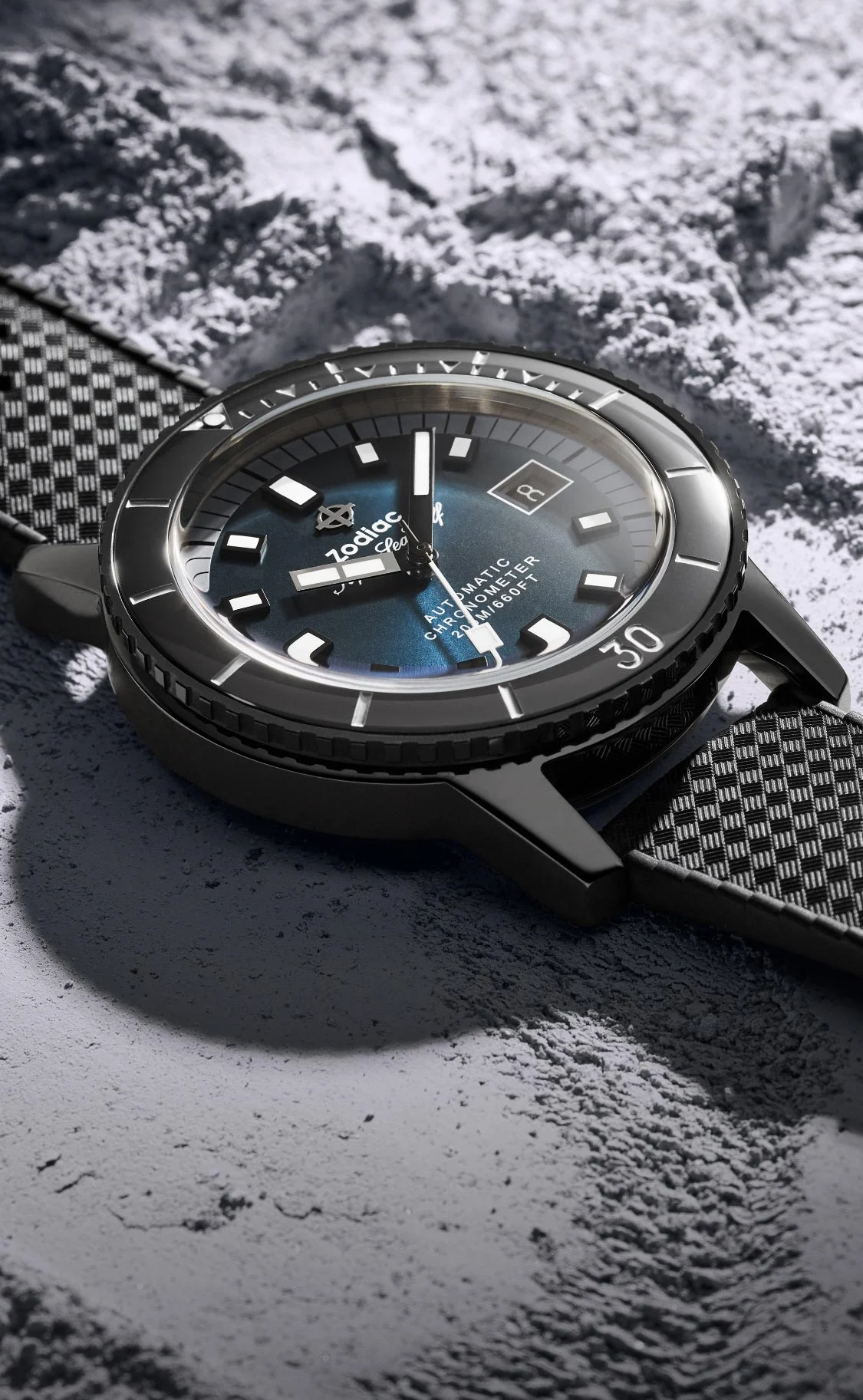 Super Sea Wolf Ceramic Compression Diver Automatic Rubber Strap Watch ZO9595 - Zodiac Watches® Super Sea Wolf Ceramic Compression Diver Automatic Rubber Strap Watch ZO9595 - Zodiac Watches®