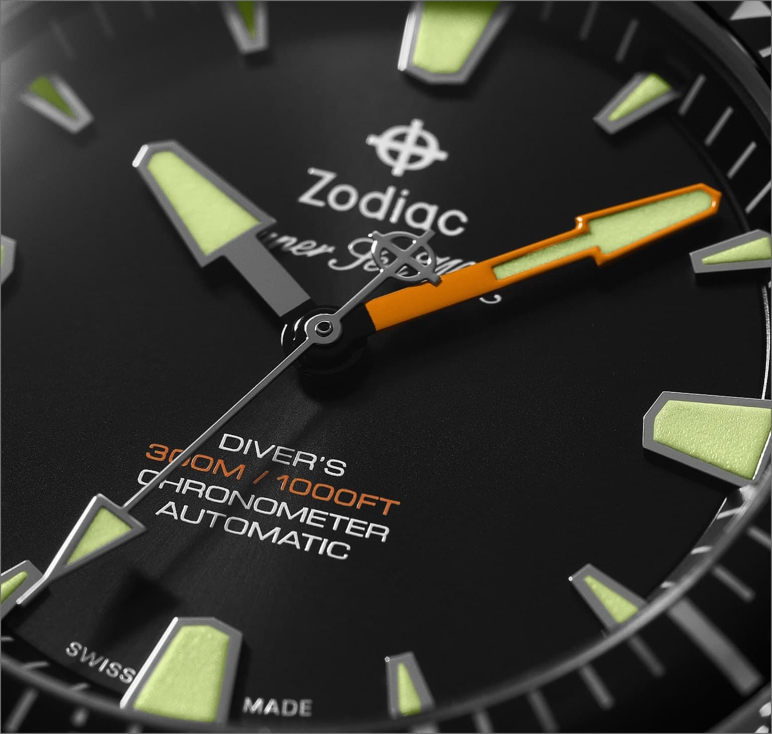 Diver wearing a Zodiac watch.